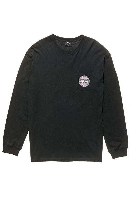 Stussy Mens Surf Dot Pocket Tee Long Sleeve T Shirt Black - KGRNH6183